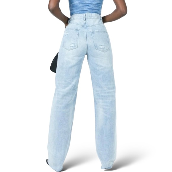 NEW Lioness Cobain Distress Wide Leg Light Wash Blue Jeans Women’s Size 4 - Picture 2 of 11